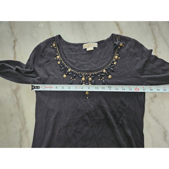 Michael Kors Women's Black Angora Sweater with Jewel Neckline Size M - Picture 7 of 9